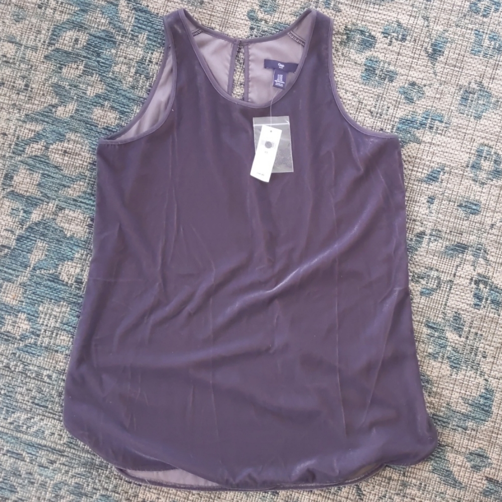 Gap Velvet Blouse NWT Shirt sleeveless XS purple